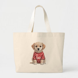 Bolso De Tela Gigante Amo a Papá Cachorro Lindo Perro con Huellas de Pat
