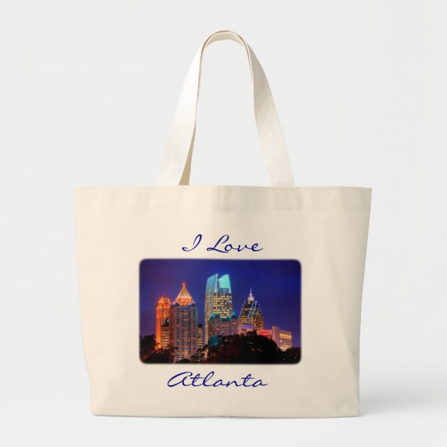 Bolso De Tela Gigante Amo Atlanta Skyline Canvas Presupuesto Totebag (Frente)