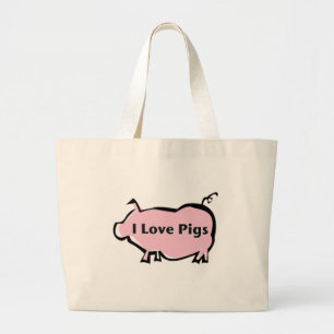 Bolso De Tela Gigante Amo cerdos