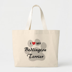 Bolso De Tela Gigante Amo (corazón) mi Bedlington Terrier