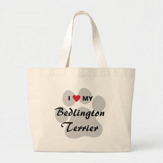 Bolso De Tela Gigante Amo (corazón) mi Bedlington Terrier