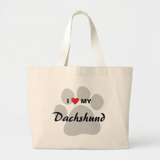 Bolso De Tela Gigante Amo (corazón) mi Dachshund Pawprint