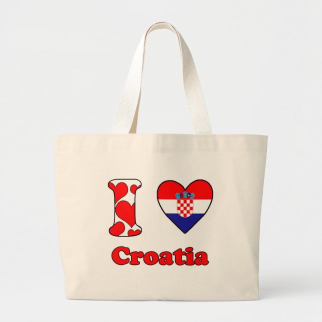 Bolso De Tela Gigante Amo Croacia (Frente)