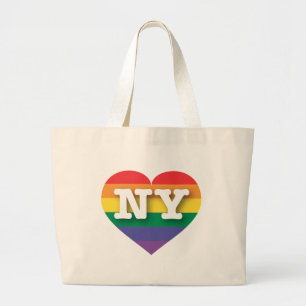 Bolso De Tela Gigante Amo el corazón arcoiris de Nueva York