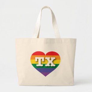 Bolso De Tela Gigante Amo el corazón arcoiris de Texas