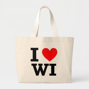 Bolso De Tela Gigante Amo el diseño de Wisconsin