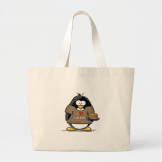 Bolso De Tela Gigante Amo el pingüino de los Latkes