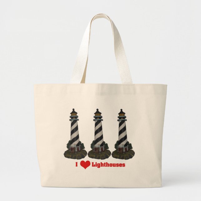 Bolso De Tela Gigante Amo el tote de los faros (Frente)