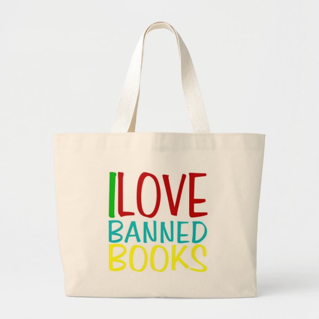 Bolso De Tela Gigante Amo el tote de los libros prohibidos (Frente)