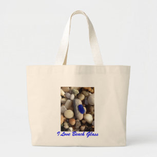 Bolso De Tela Gigante Amo el tote del vidrio de la playa