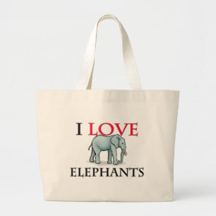 Bolso De Tela Gigante Amo elefantes