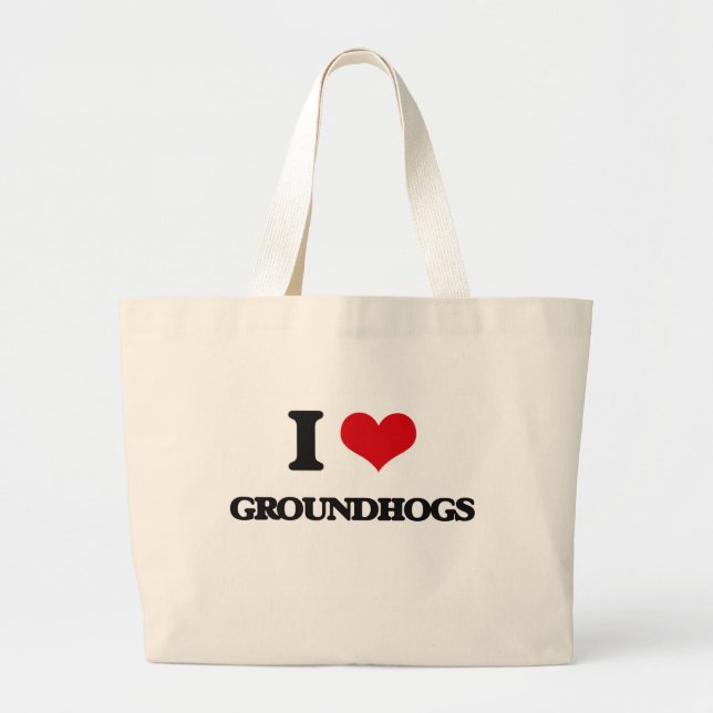 Bolso De Tela Gigante Amo Groundhogs (Frente)