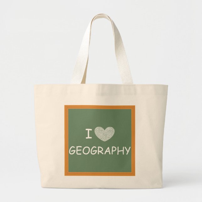 Bolso De Tela Gigante Amo la Geografía (Frente)