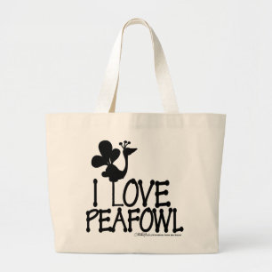 Bolso De Tela Gigante Amo la silueta de Peafowl