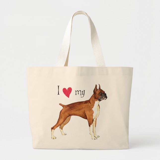Bolso De Tela Gigante Amo mi Boxer (Frente)