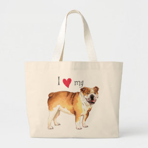 Bolso De Tela Gigante Amo mi Bulldog