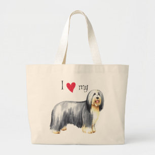 Bolso De Tela Gigante Amo mi collie barbudo