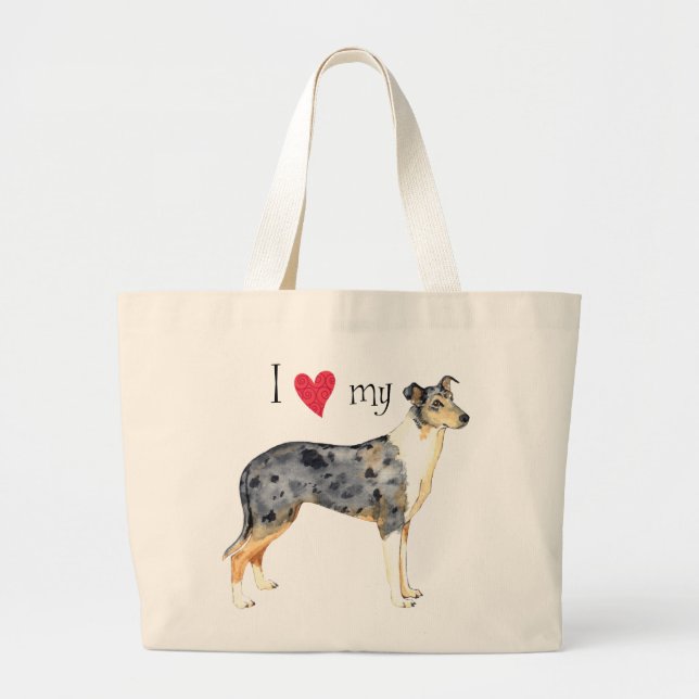 Bolso De Tela Gigante Amo mi collie liso (Frente)