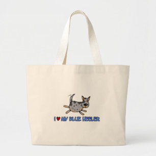 Bolso De Tela Gigante amo mi heeler azul