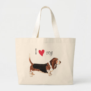 Bolso De Tela Gigante Amo mi Hound Basset