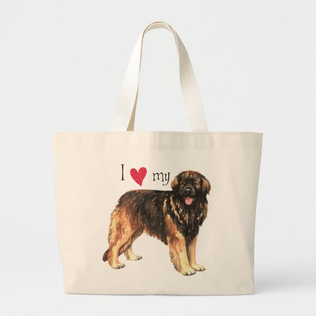 Bolso De Tela Gigante Amo mi Leonberger (Frente)