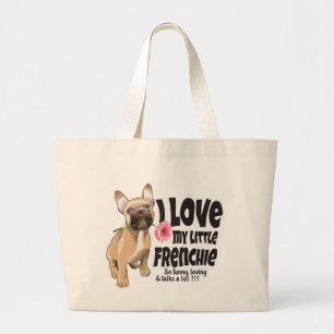 Bolso De Tela Gigante Amo mi pequeña francesa - bulldog francés