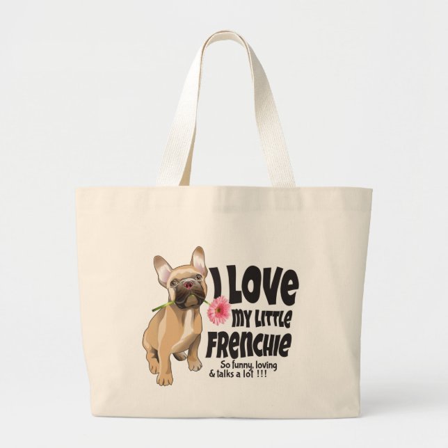 Bolso De Tela Gigante Amo mi pequeña francesa - bulldog francés (Frente)