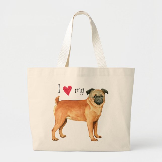 Bolso De Tela Gigante Amo mi Petit Brabancon (Frente)