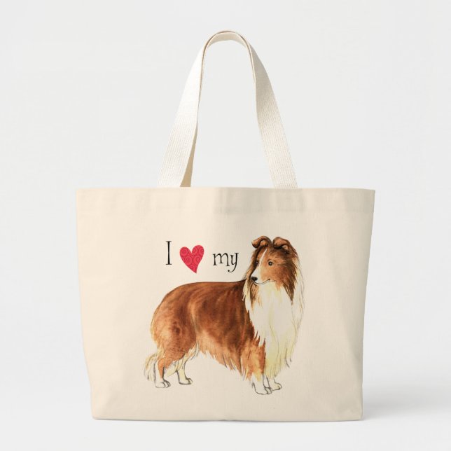 Bolso De Tela Gigante Amo mi Sheltie (Frente)