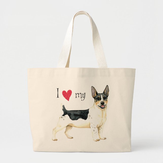 Bolso De Tela Gigante Amo mi Teddy Roosevelt Terrier (Frente)