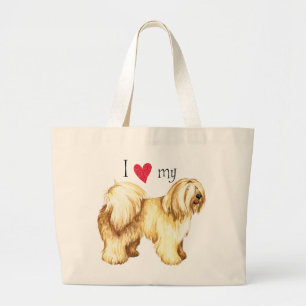 Bolso De Tela Gigante Amo mi Terrier tibetano