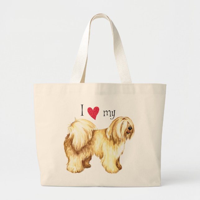 Bolso De Tela Gigante Amo mi Terrier tibetano (Frente)