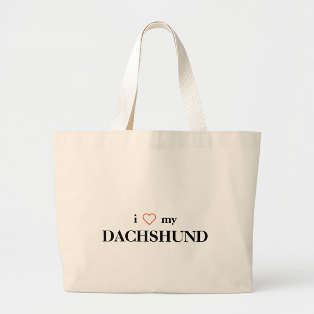 Bolso De Tela Gigante Amo mi tote del jumbo del Dachshund (Frente)