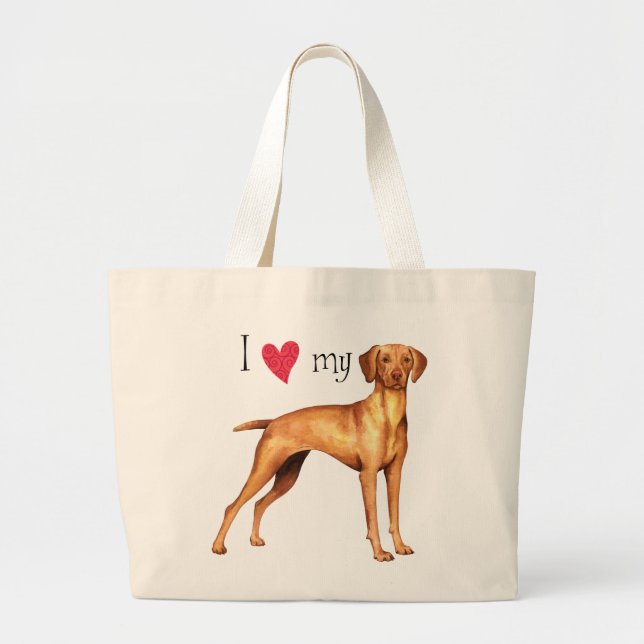 Bolso De Tela Gigante Amo mi Vizsla (Frente)