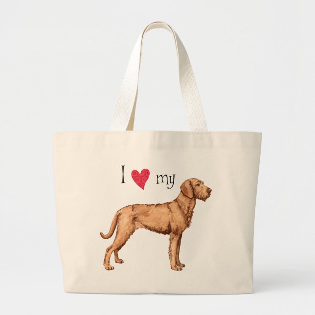 Bolso De Tela Gigante Amo mi Vizsla Wirehaired (Frente)
