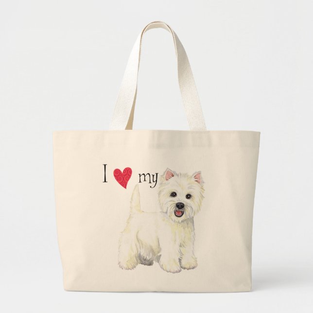 Bolso De Tela Gigante Amo mi Westie (Frente)