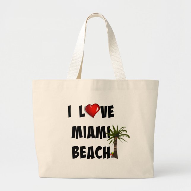Bolso De Tela Gigante Amo Miami Beach (Frente)