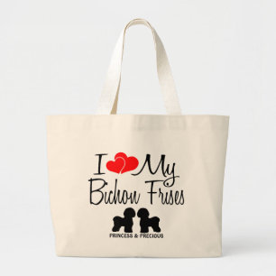 Bolso De Tela Gigante Amo Mis Dos Perros De Bichon Frise