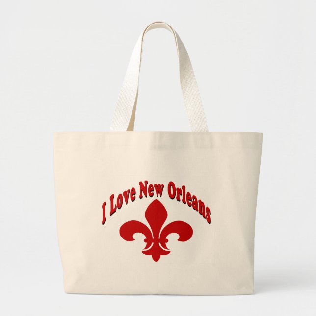 Bolso De Tela Gigante Amo Nueva Orleans Fleur De Lis (Frente)