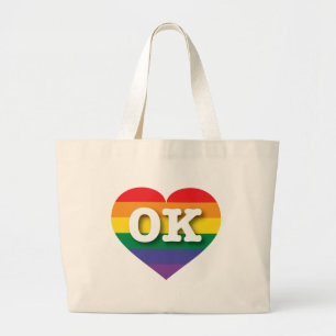 Bolso De Tela Gigante Amo Oklahoma el corazón arcoiris