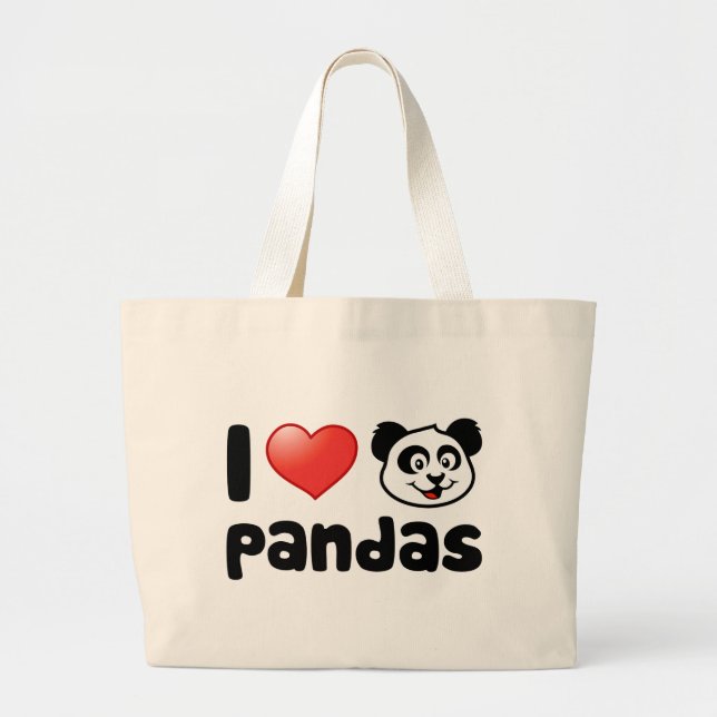 Bolso De Tela Gigante Amo pandas (Frente)