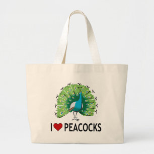 Bolso De Tela Gigante Amo pavos reales
