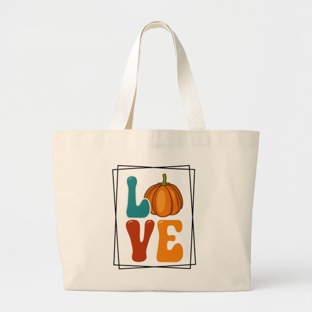 Bolso De Tela Gigante Amor de calabaza otoño (Frente)