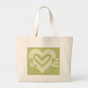Bolso De Tela Gigante Amor en verde sabio