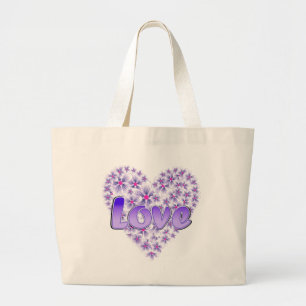 Bolso De Tela Gigante Amor morado y margaritas