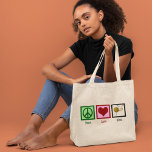 Bolso De Tela Gigante Amor por la paz y maniobras<br><div class="desc">No voy a ninguna parte sin mis agujas e hilo. Me encanta tejer.</div>