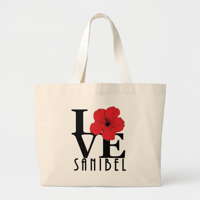 Bolso De Tela Gigante AMOR Sanibel Red Hibiscus (Frente)
