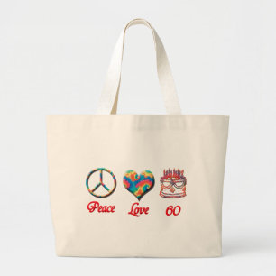 Bolso De Tela Gigante Amor y 60 de la paz