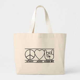 Bolso De Tela Gigante Amor y RockOn de la paz