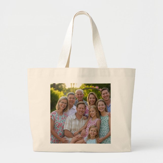 Bolso De Tela Gigante Añadir Personalizar de fotografía de Reunión Famil (Frente)